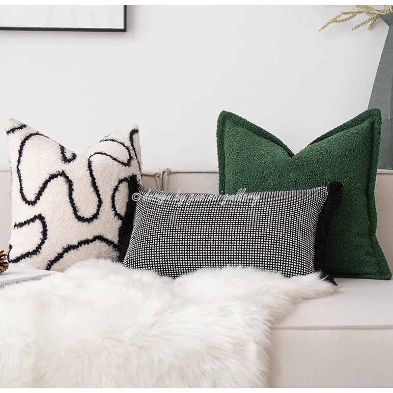 Afralia™ Cozy Green Handmade Pillow Cover 45x45cm - Nordic Fall Winter Home Decor