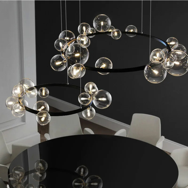 Afralia™ Branching Bubbles Chandelier in Black and Gold for Modern Dining Room
