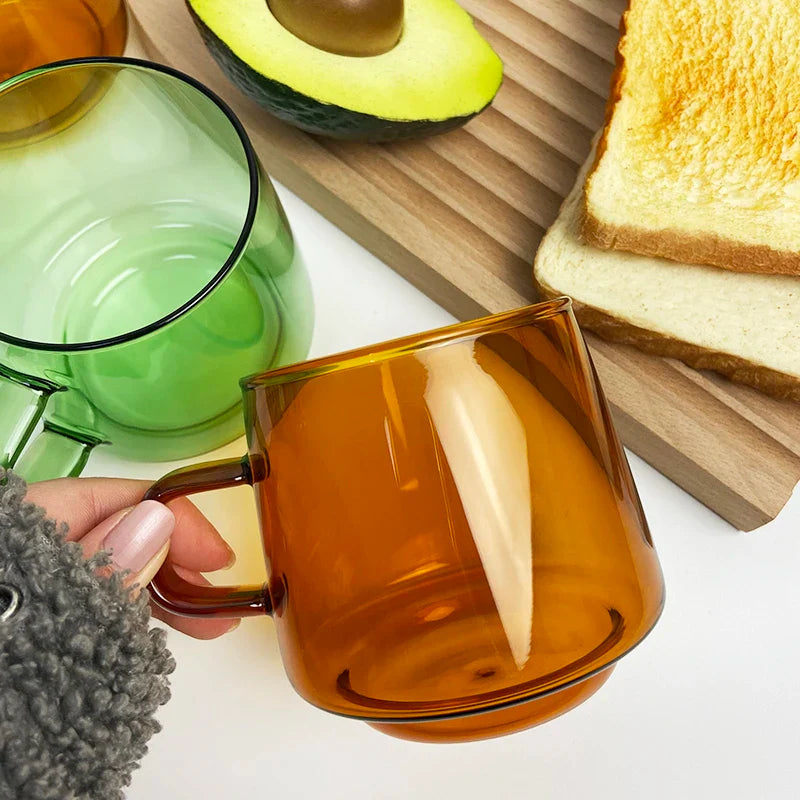 Afralia™ Glass Coffee Mug: Colorful, Durable, Heat Resistant Cup for Tea, Juice, Milk