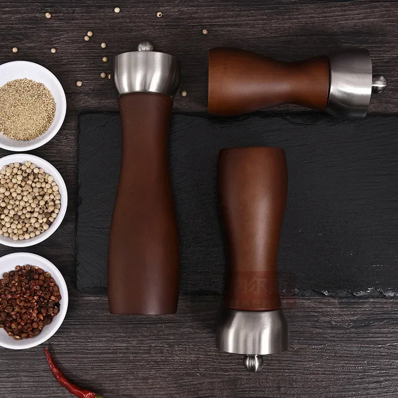 Afralia™ Wood Pepper Mill Grinder Black Ceramic Core Kitchen Tool
