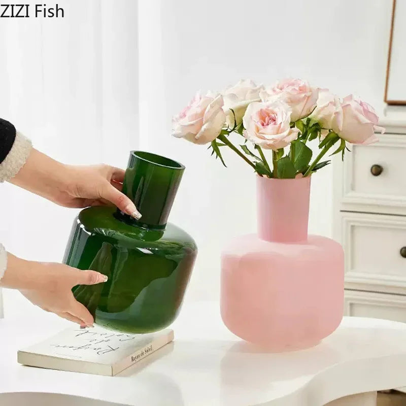 Afralia™ Glass Vase Desk Decoration Pot with Artificial Flowers - Modern Aesthetic Decor