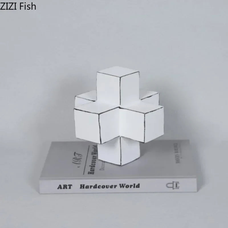 Afralia™ Cube Block Sculpture Resin Desk Decoration Modern Artwork Ornament