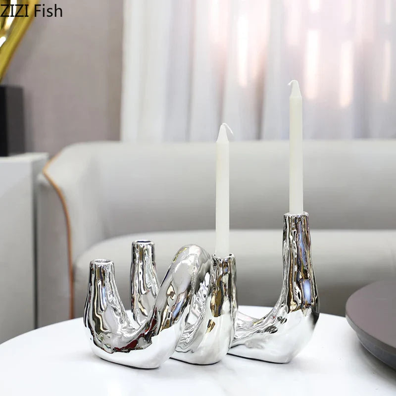 Afralia™ Silver Knot Candle Holder Desk Decoration Aroma Diffuser Home Container