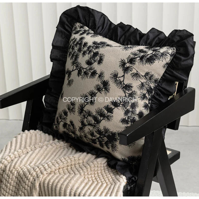 Afralia™ Pine Needle Plants Embroidery Throw Pillow Cover 45x45cm