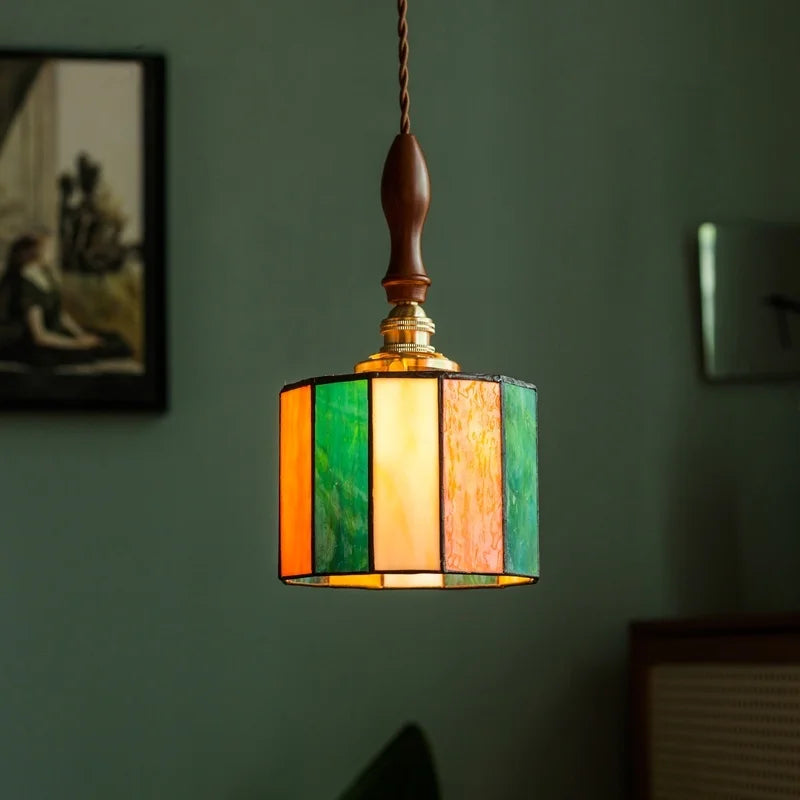 Afralia™ Japanese Vintage LED Glass Pendant Light for Home Decor