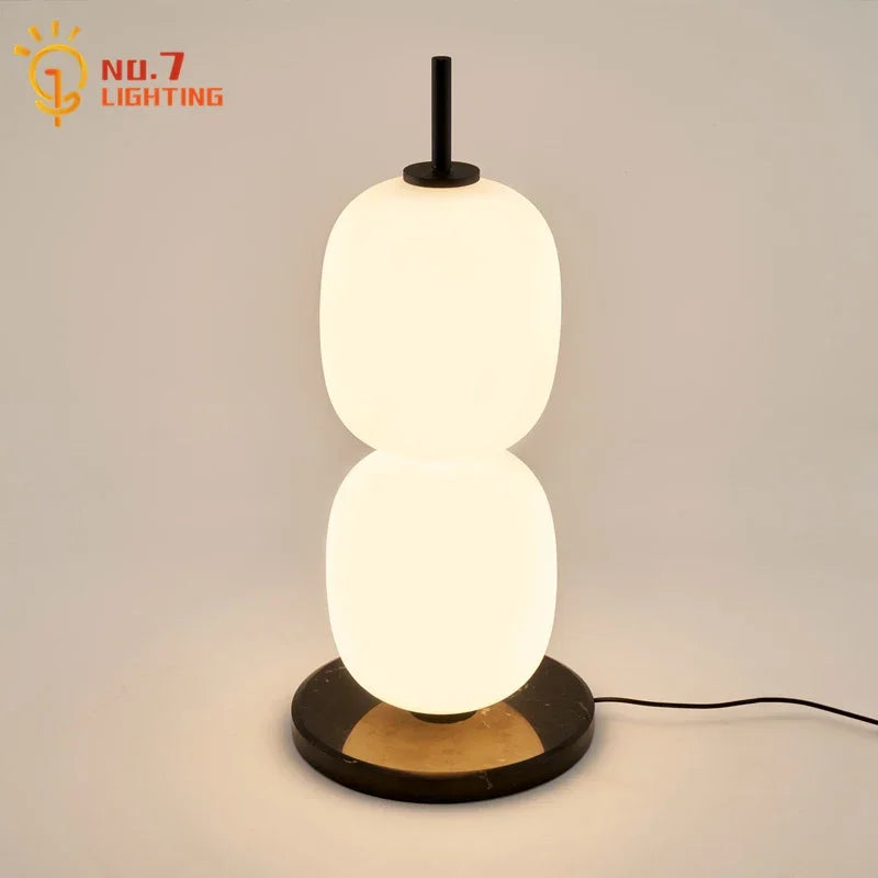 Afralia™ Glass Gourd Table Lamp Marble Base Modern LED Indoor Lighting