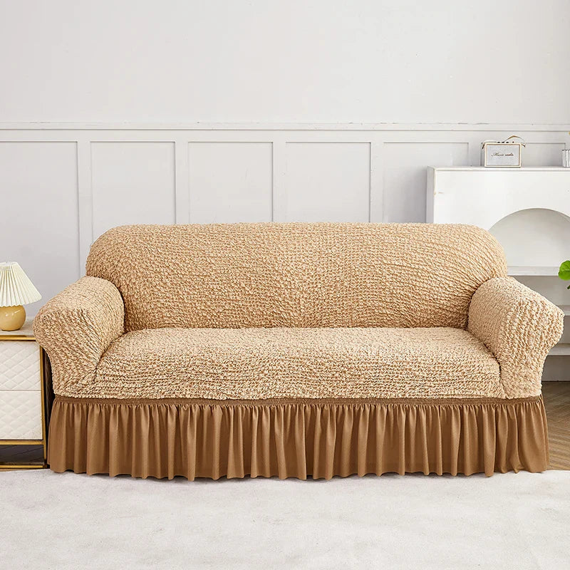 Afralia™ Wrinkled Sofa Cover Slipcovers Solid Color Sofa Protector for Chair, Loveseat, & Sofa
