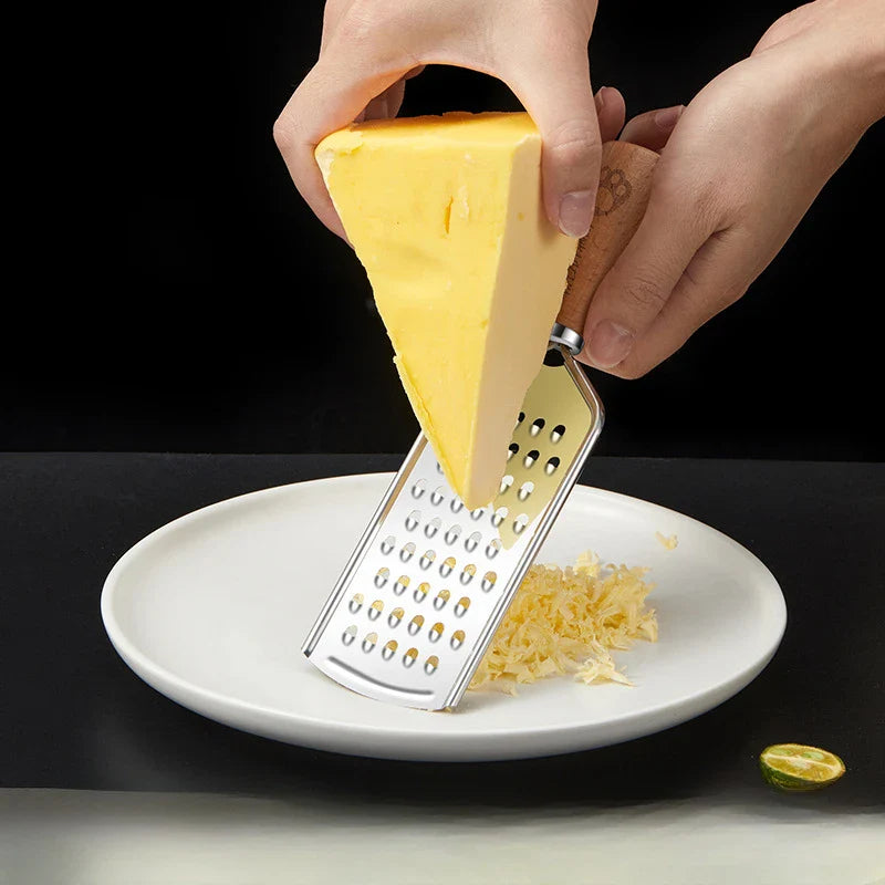 Afralia™ 3-in-1 Multifunctional Grater & Slicer for Kitchen - Wooden Handle
