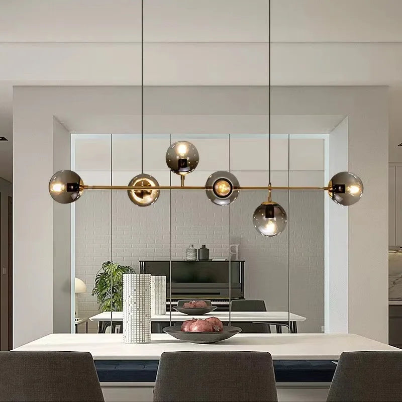 Afralia™ Glass Pendant Chandelier for Kitchen Dining Living Room