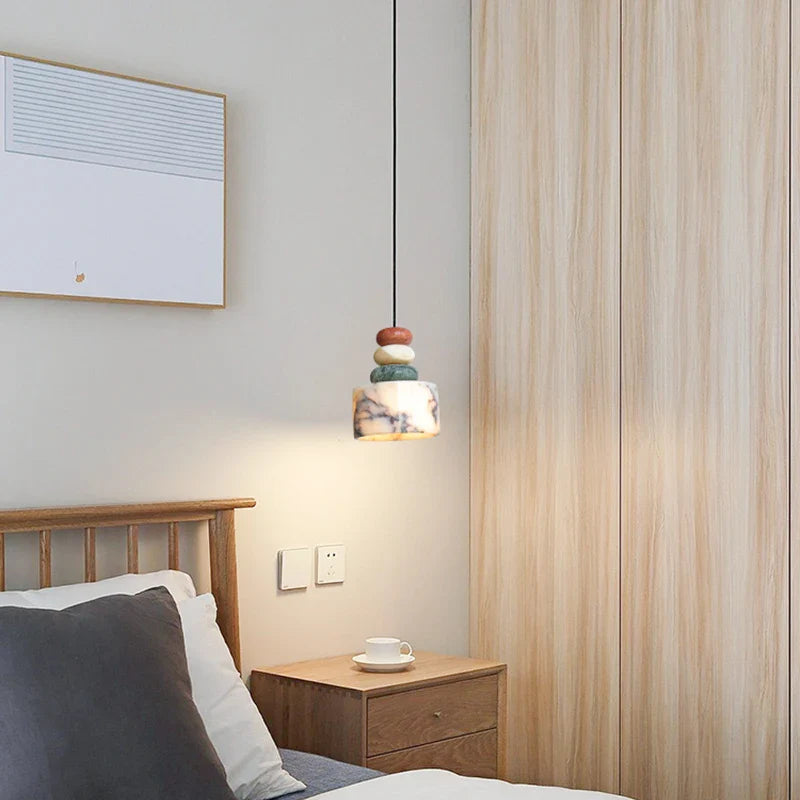 Afralia™ Luxury Stone LED Pendant Light - Colored Marble Home Decor