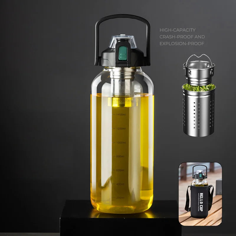 Afralia™ Glass Cup with Handle | Double Drinking, Portable Tea Water Separation Mug