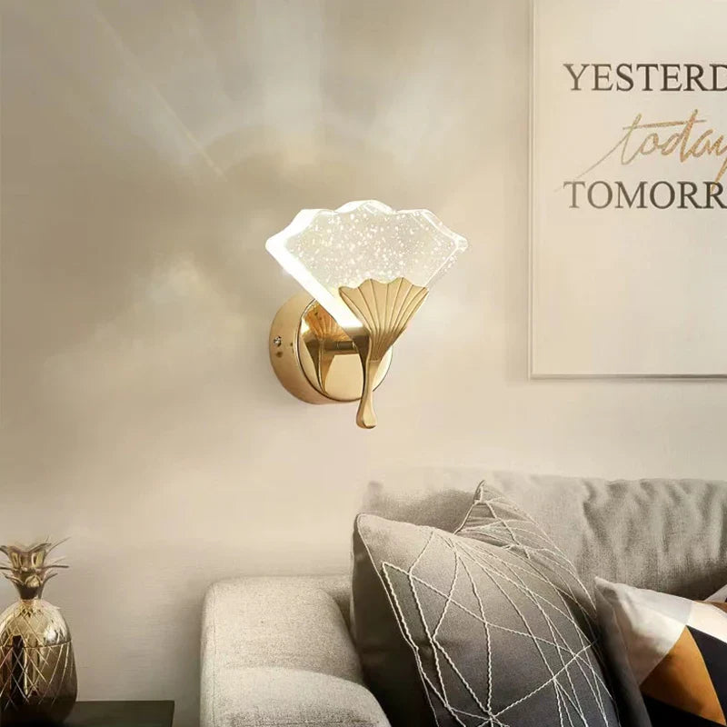 Afralia™ Ginkgo Leaf LED Crystal Wall Lights for Home Decor and Lighting
