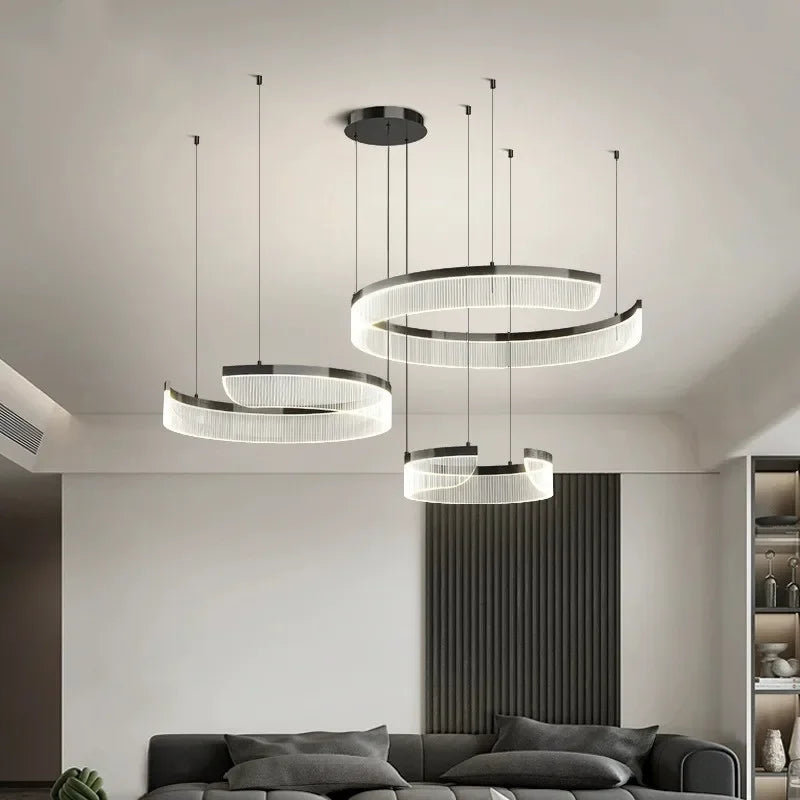 Afralia™ Modern Acrylic LED Semicircle Pendant Light Chandelier for Living Room and Bedroom