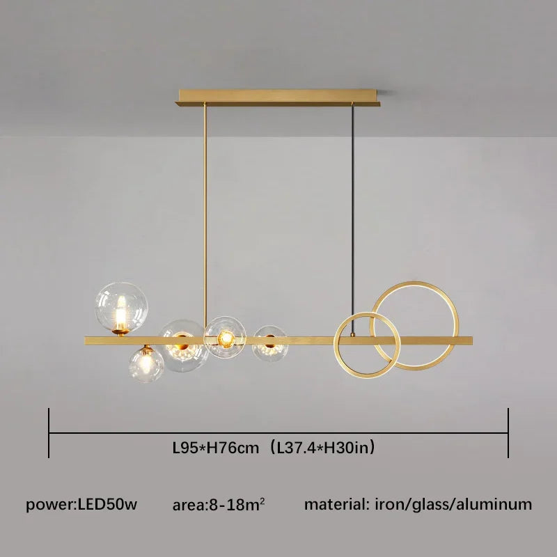 Afralia™ Glass Ball Pendant Chandelier: Scandinavian LED Light for Kitchen Dining Table