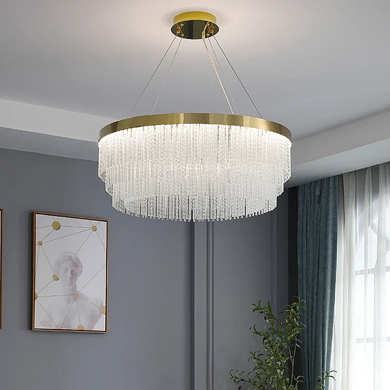 Afralia™ Crystal Luxury Hanging Ceiling Lamps LED Chandelier for Living Room Decor