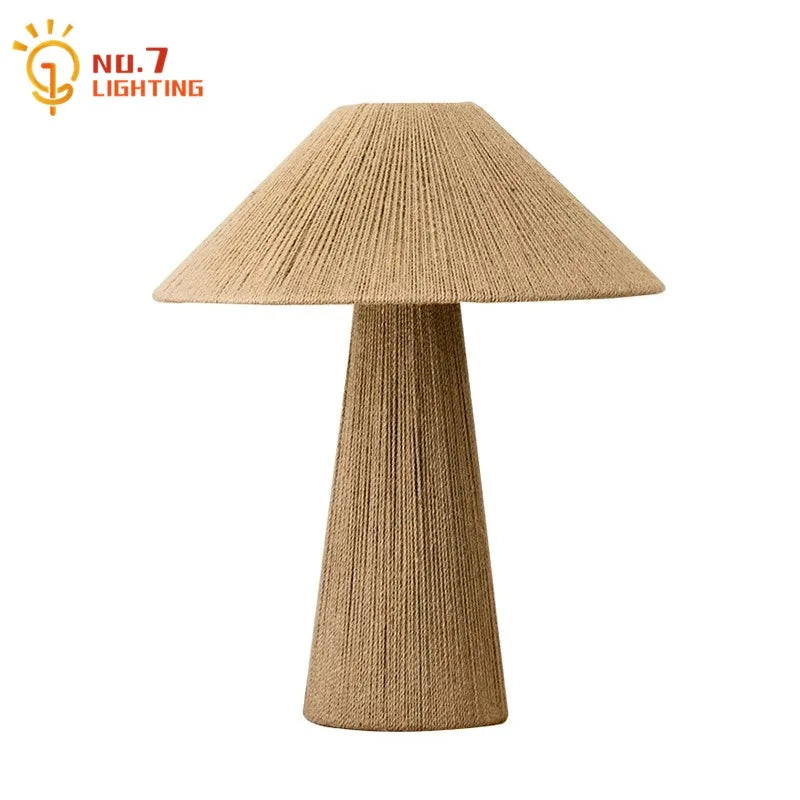 Afralia™ Vintage Handmade Rattan Table Lamp LED E27 for Living Room Bedroom