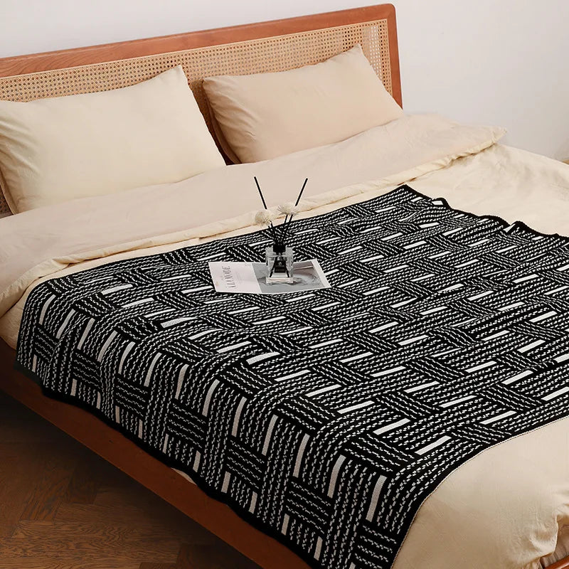 Afralia™ Nordic Retro Striped Knit Blanket: Cozy Sofa Cover for Autumn/Winter