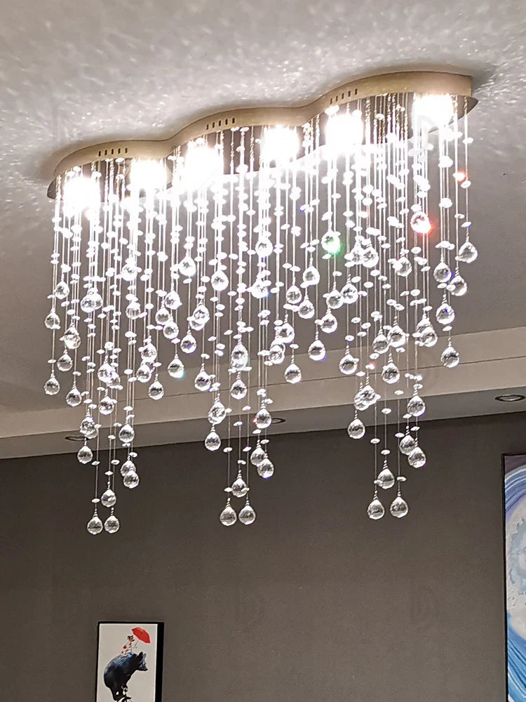 Afralia™ Water Drop Crystal Chandelier: Elegant Cafe & Bar Decor