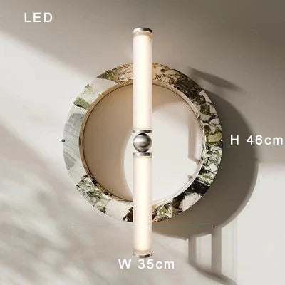 Afralia™ Marble Round LED Wall Lamp Sconce for Bedside Living Room
