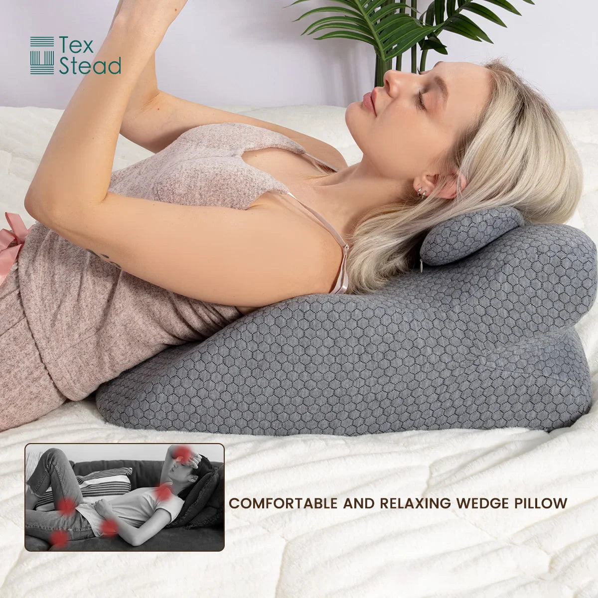 Afralia™ Memory Foam Bed Wedge Pillow for Back and Neck Pain Relief