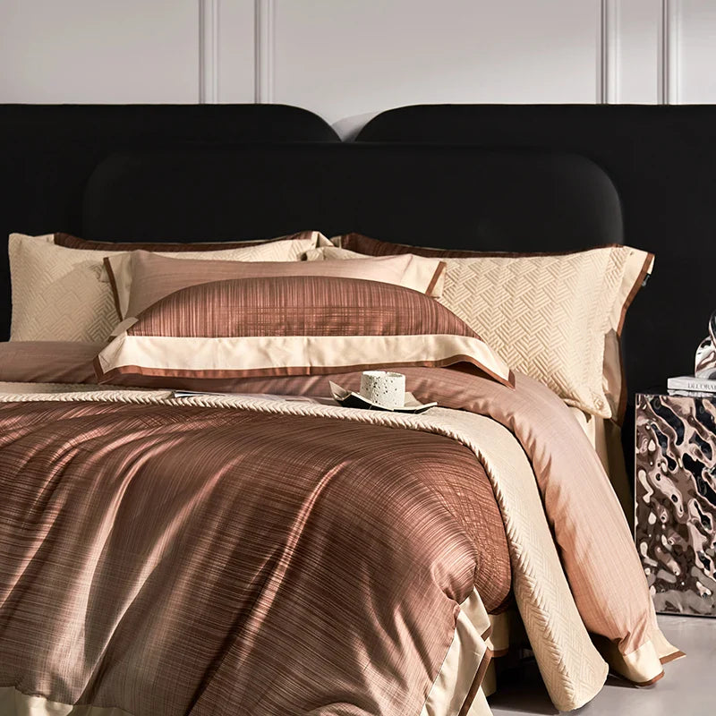 Afralia™ Luxury Lyocell Cotton Brushed Duvet Cover Set 4Pcs