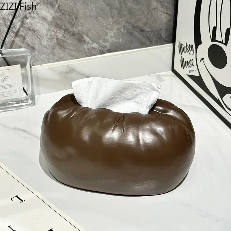 Afralia™ Ceramic Coffee Bean Tissue Box - Table Decoration & Paper Towel Case