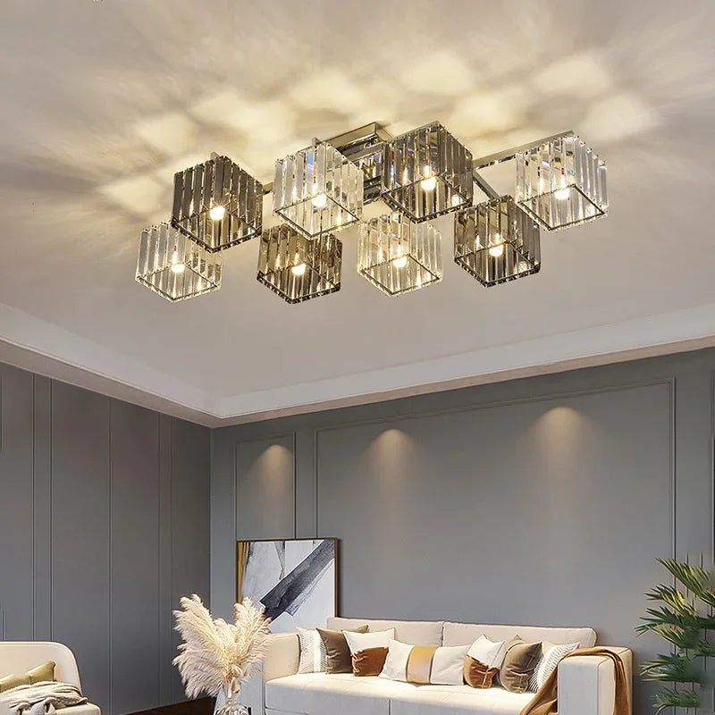 Afralia™ Modern Chrome LED Ceiling Chandelier with K9 Crystal Lighting Art