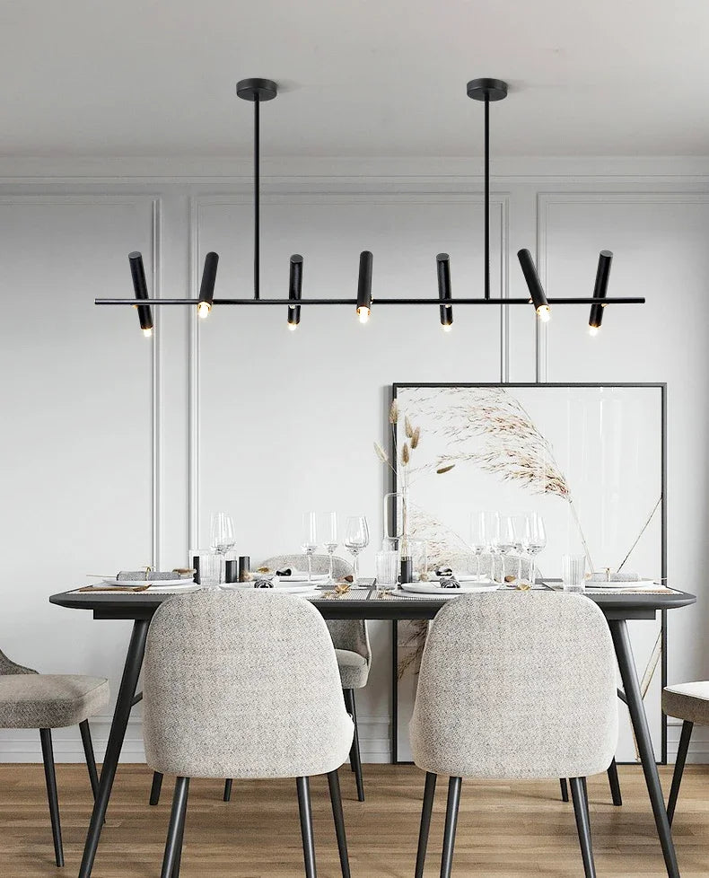 Afralia™ Modern Black LED Chandelier for Dining & Living Room Lighting