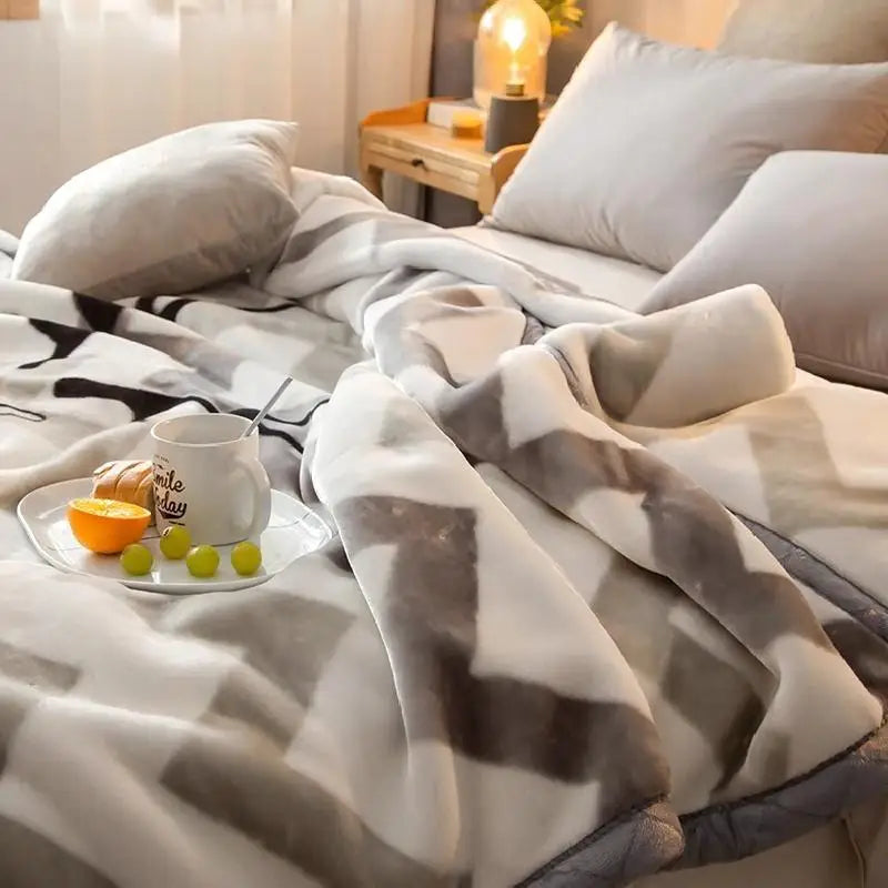 Afralia™ Winter Raschel Double Layered Flannel Blanket: Thick & Warm Bedding