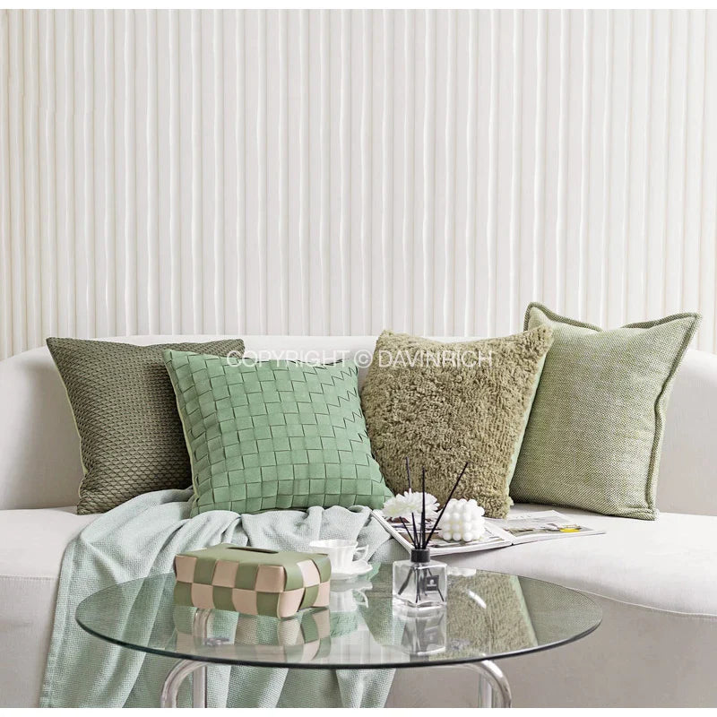 Afralia™ Morandi Green Suede Throw Pillow Cover 45x45cm Luxury Modern Nordic Home Decor
