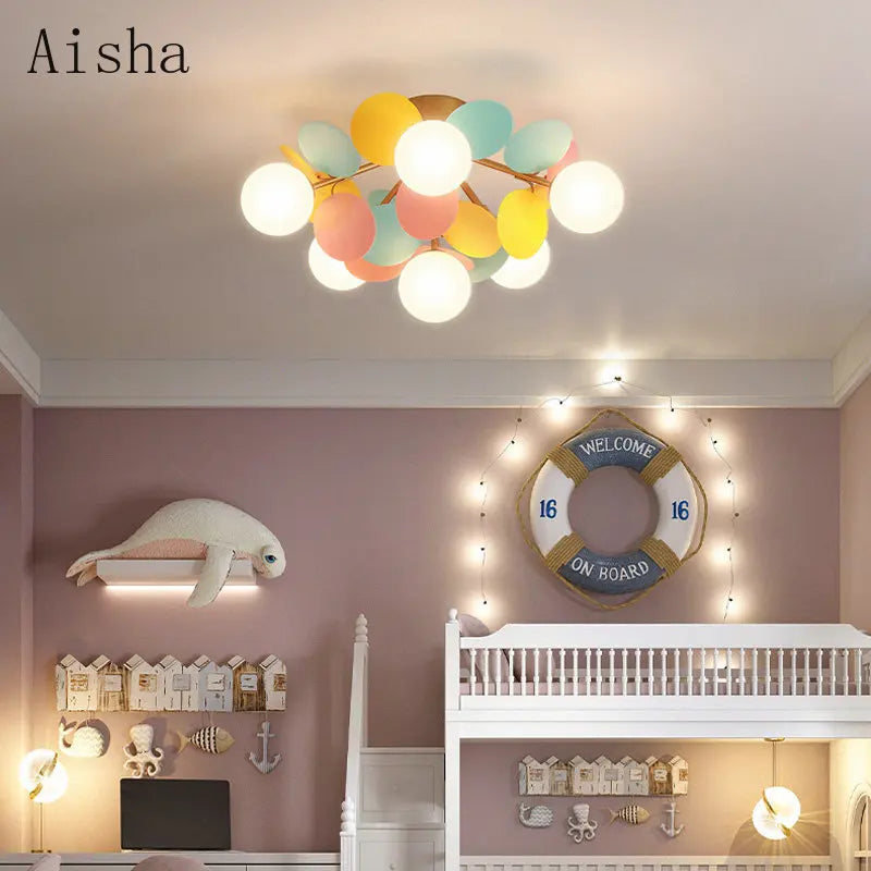 Afralia™ Petal Ceiling Light: Colorful Led Lamp for Kids' Room, Hallway, Bedroom | Home Decor