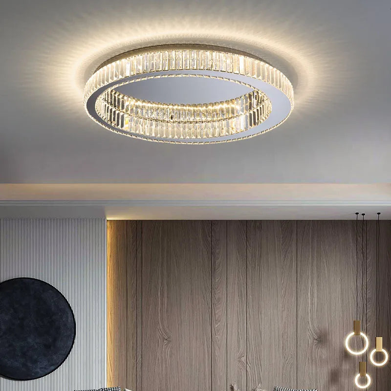 Afralia™ Crystal Round Ceiling Lamp for Modern Minimalist Indoor Lighting décor