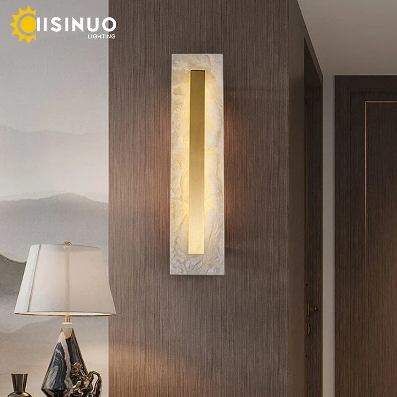 Afralia™ Marble Wall Light: Modern Copper Gold LED Sconce for Bedroom Hotel Corridors