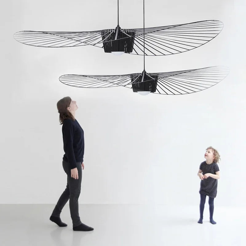 Afralia™ Vertigo Straw Hat Pendant Lamp French Fabric Elegant Designer Lighting