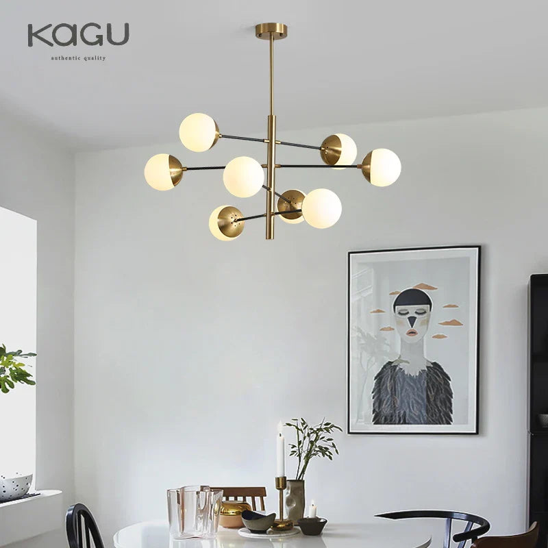 Afralia™ Golden Glass Magic Bean Chandelier: Modern Luxury for Living Room & Dining Room