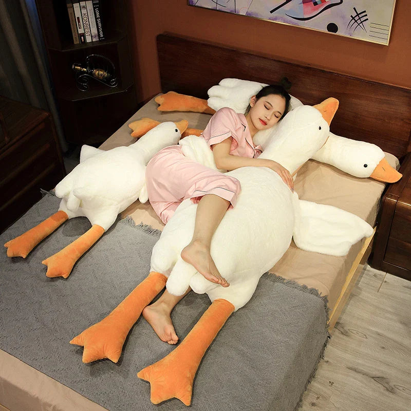 Afralia™ White Goose Body Pillow: Soft & Comfortable Plush Gift for Girlfriend, Schoolmate, or Children