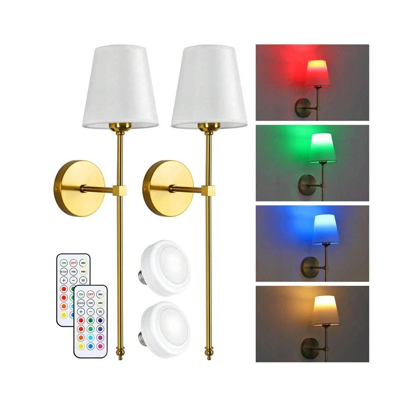 Afralia™ RGB Fabric Wall Lamp for Bedroom, Bathroom & Reading - Battery Operated Night Light