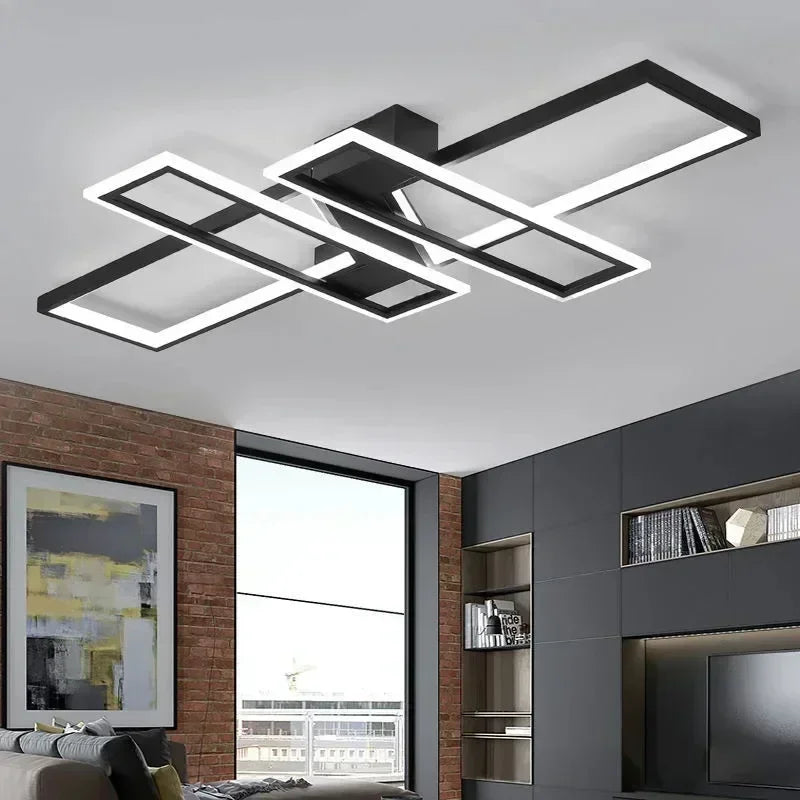 Afralia™ LED Chandeliers with Remote Control - Black Lustre Ceiling Lamp for Home