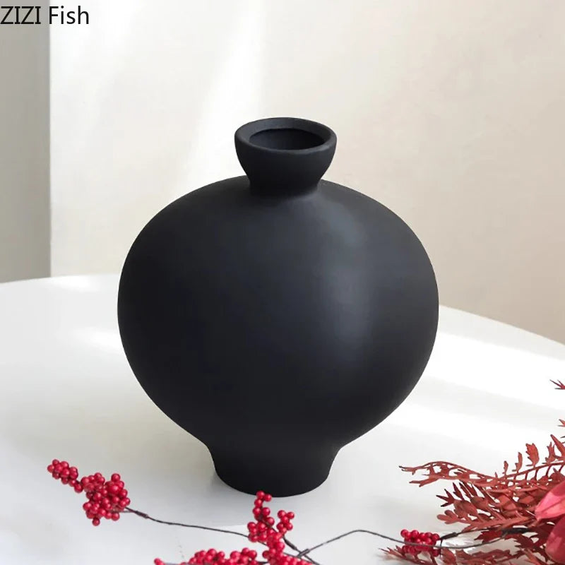 Afralia™ Big Belly Ceramic Vase for Minimalist Floral Arrangements