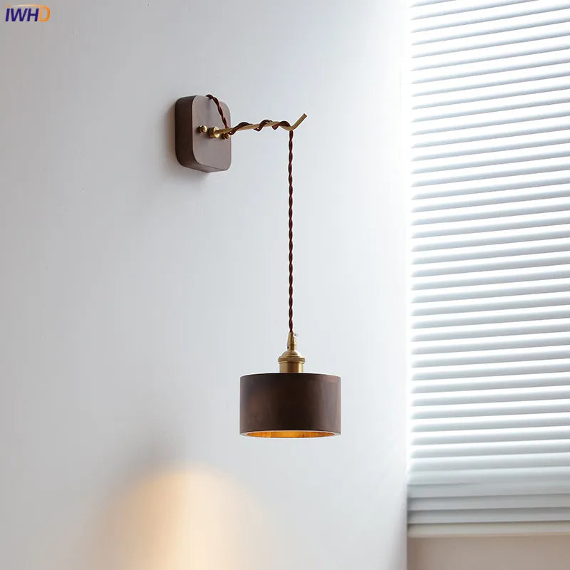 Afralia™ Walnut Wooden LED Wall Lights Fixture Indoor Lighting for Bedroom Living Room