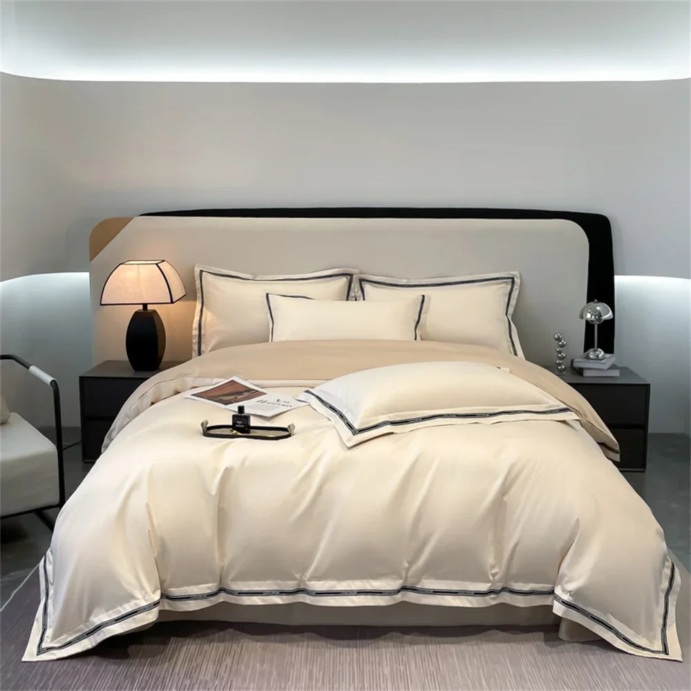 Afralia™ Egyptian Cotton Bedding Set Queen King Size Solid Color