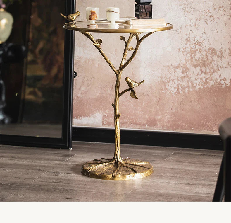 Afralia™ Brass Bird Side Table | Creative Tea Table | Balcony & Living Room Decor