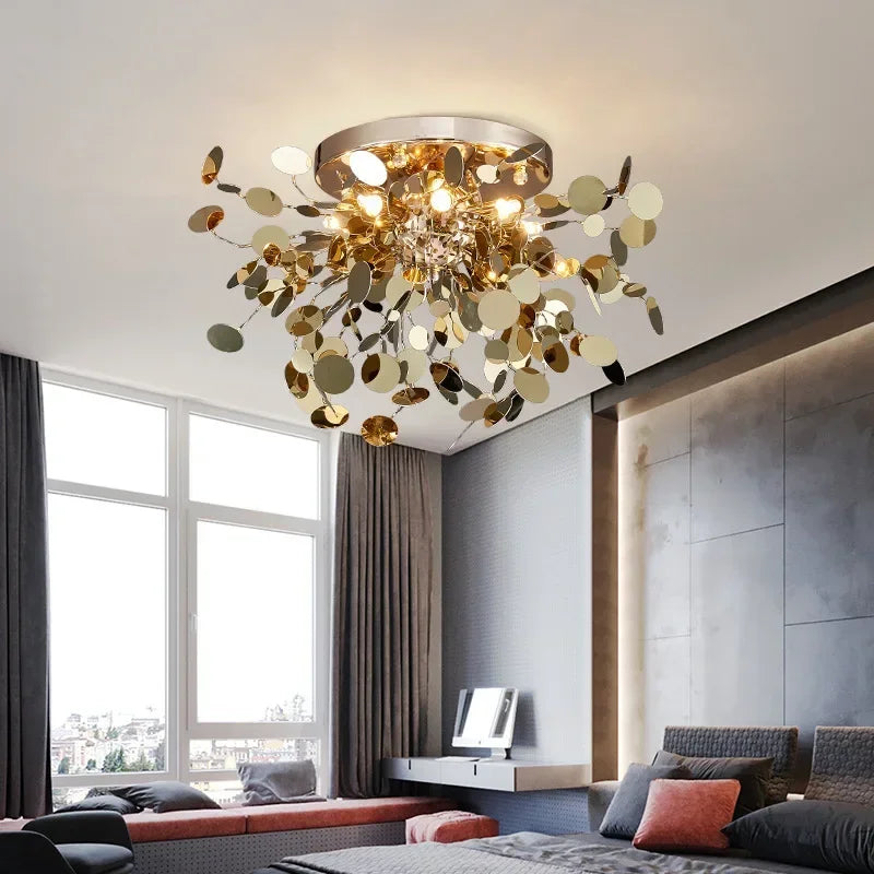 Afralia™ Stainless Steel Leaves LED Wall Lamp for Modern Nordic Indoor Decor