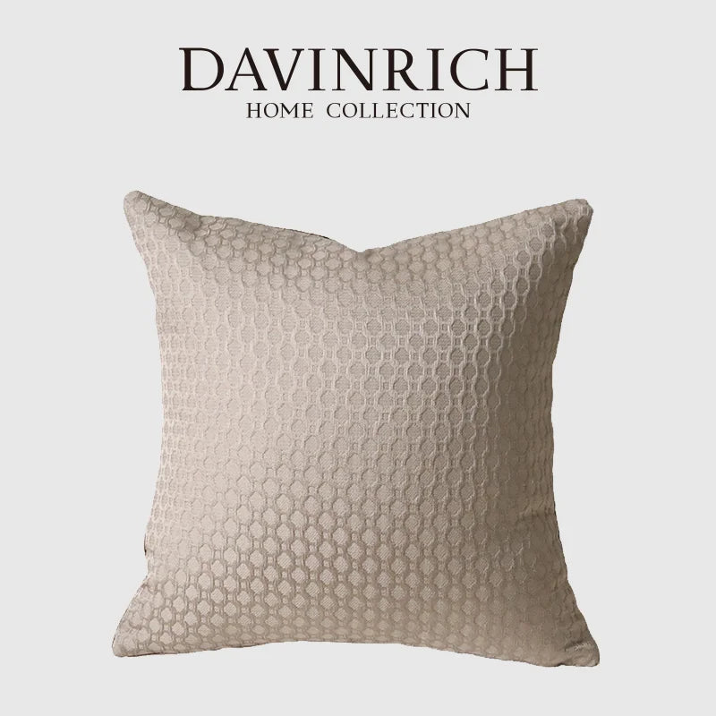 Afralia™  Convex Rings Geometry Jacquard Pillowcase Cappuccino Luxury Cushion Cover