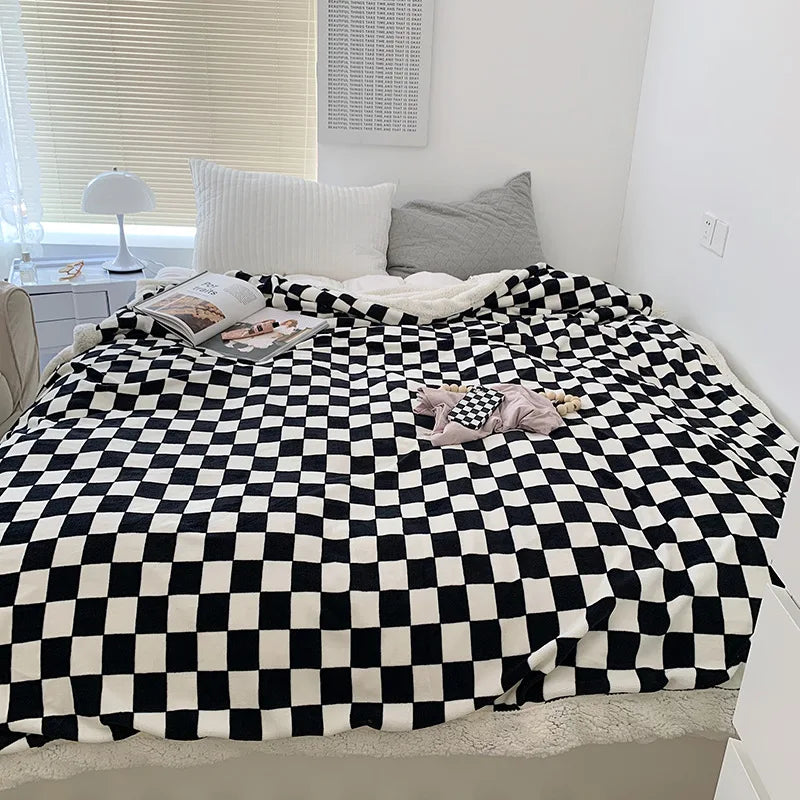 Afralia™ Nordic Checkerboard Weighted Blanket 150x200 Soft Cozy Fluffy Warm Blanket
