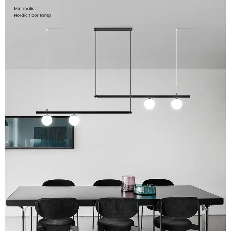 Afralia™ White Glass Ball Pendant Chandelier - Modern Mid Century Ceiling Light