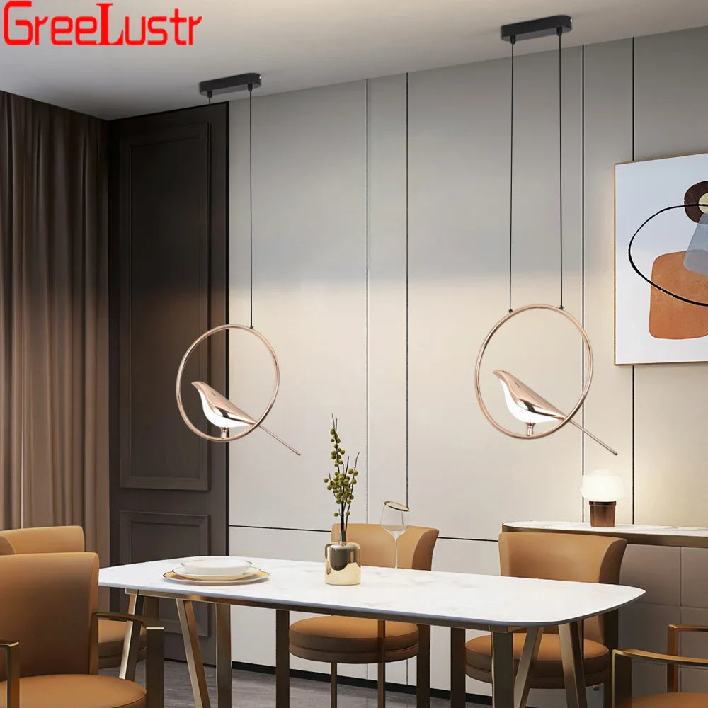 Afralia™ Modern Art Bird LED Pendant Lamp for Entryway Bedroom