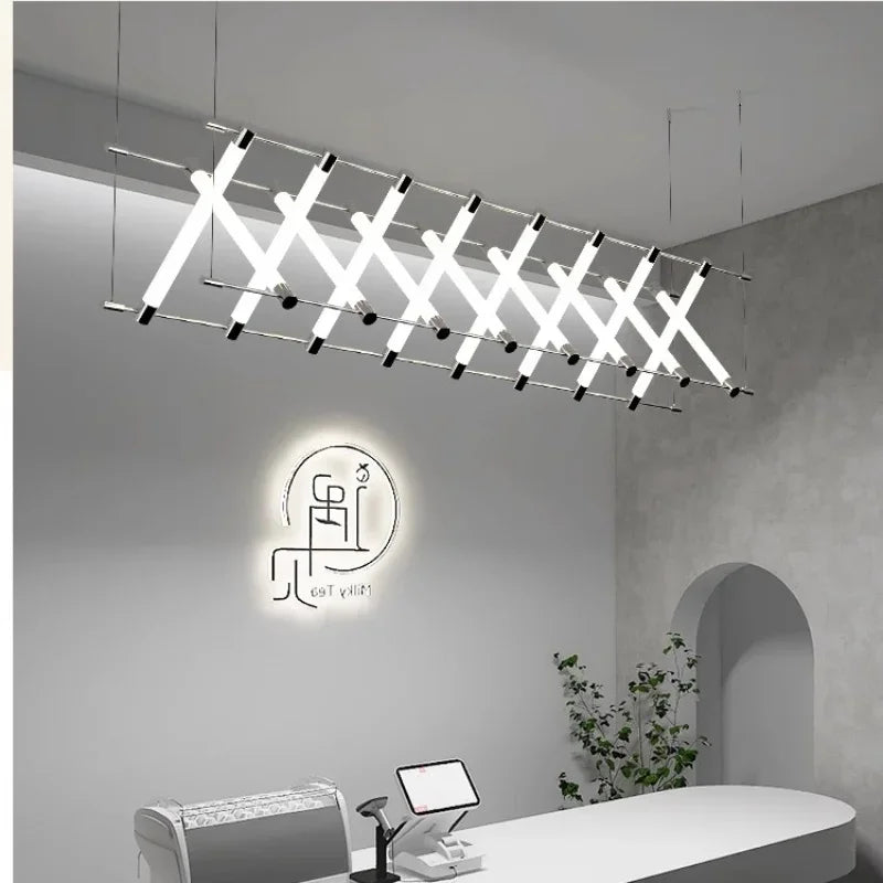 Afralia™ Modern Steel Bar LED Pendant Lights for Kitchen Island, Minimalist Acrylic Hanging Lamp Fixture