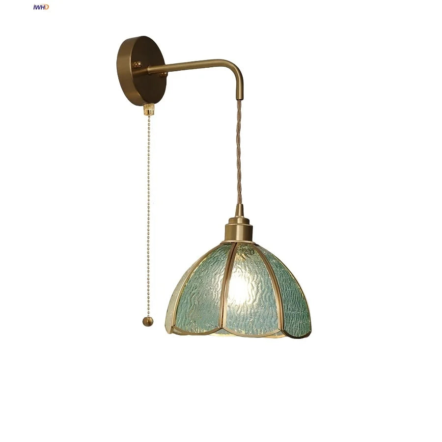 Afralia™ Tiffany Style Handcrafted Glass LED Wall Sconce Hallway Bedside Lamp