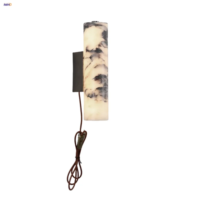 Afralia™ Modern Cylinder Marble Wall Lamp - Luxury LED Wall Lights for Living Room